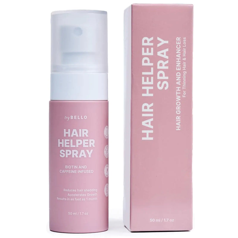 TryBello Hair Helper Spray - Hair Growth Serum with Biotin & Castor Oil - Caffeine Infused Hair Treatment for Thicker Fuller Hair - Repair Thinning Hair Naturally - Vegan Cruelty-Free Formula