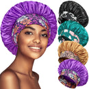 4 Pack Satin Bonnet Silk Bonnet for Sleeping Sleep Bonnets for Women Hair Bonnet for Sleeping Silk Sleep Cap Wide Soft Band Bonnet for Curly Hair