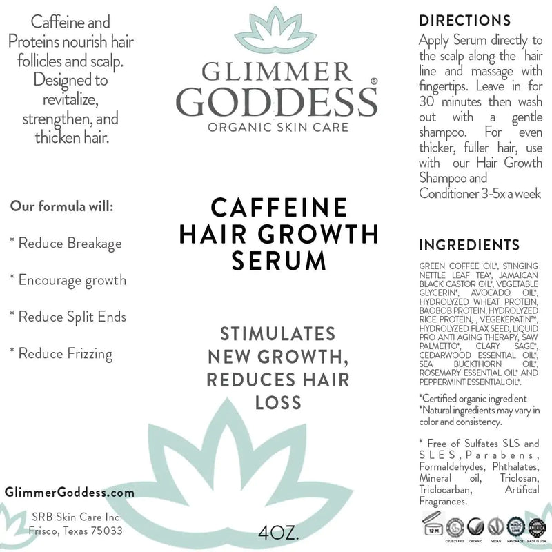 Organic Caffeine Hair Loss Hair Growth Stimulating Serum Rosemary Peppermint