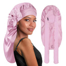 BONNET QUEEN Silk Bonnet Satin Bonnet Braid Bonnet Long Bonnet for Braids Hair Bonnet for Sleeping with Tie Band for Women Curly Hair locs Dreadlocks Light Rose Gold