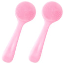 HINZIC 2 Pack Silicone Manual Facial Cleansing Brush Skin Friendly Waterproof Face Cleaning Scrubber Exfoliator Cleanser for Blackheads Whiteheads Makeup Residues Removal- Pink