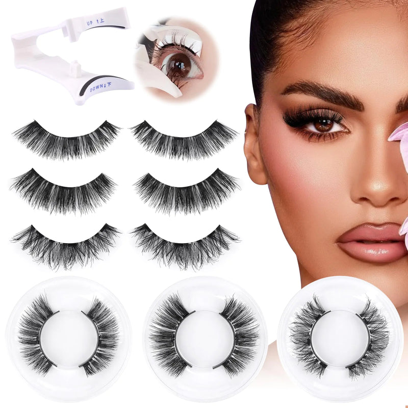 wiwoseo Magnetic Eyelashes Reusable Dual Magnetic Lashes without Eyeliner Natural Look Magnetic Eyelashes with Applicator Clear Band False Eyelashes No Glue Magnetic Lashes with Applicator 3 Pairs
