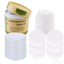Fanclovesotio 24 Pack Reusable Makeup Remover Pads with a Washable Laundry Bag and Round Box for Storage Reusable Bamboo Cotton Rounds (White 24Pack)