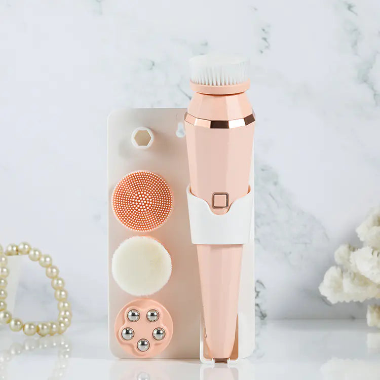 Electric Facial Cleansing Brush with 4 Brush Heads