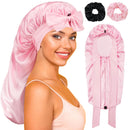 Long Bonnet with Tie Band Satin Bonnet Hair Bonnet Silk Bonnet for Sleeping Women Sleep Bonnets for Curly Hair Braids Pink