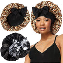 2pcs Large Silky bonnets with tie band Braid Bonnet Satin Bonnet for Sleeping Curly Hair B