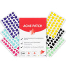 Waspot Pimple Patches for Face Cute Star Zit Covers Stars Hydrocolloid Acne Patch For Sensitive Skin with Tea Tree Salicylic Acid & Cica Oil (10&12&14mm) 240 Count