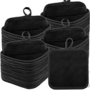 32 Pcs Makeup Remover Pads 5 x 5 Inch Soft Reusable Makeup Remover Cloths for Eye Face Cloth Microfiber Washable Makeup Remover Towel Makeup Removal Cleaning Cloth for Women (Black)