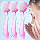 3 Pieces Facial Cleansing Brush Acrylic Handle Face Scrubbers Soft Bristle Exfoliator Cleaner Brush Scrub Exfoliating Facial Brush for Face Care Makeup Skincare Removal (Pink)