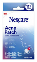 Nexcare Thin and Transparent Acne Patch Skin Cover Absorbs Pus and Oil from Clogged Pores Made with hydrocolloid tab Allows for Easy Removal from Liner - 117 Pimple Patches