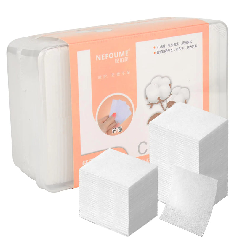 1000pcs Makeup Remover Cotton Pads for Facial Lip Eye Makeup Nail Polish Removal Square Cotton Puff Soft Strong Durable Lint-Free Cotton