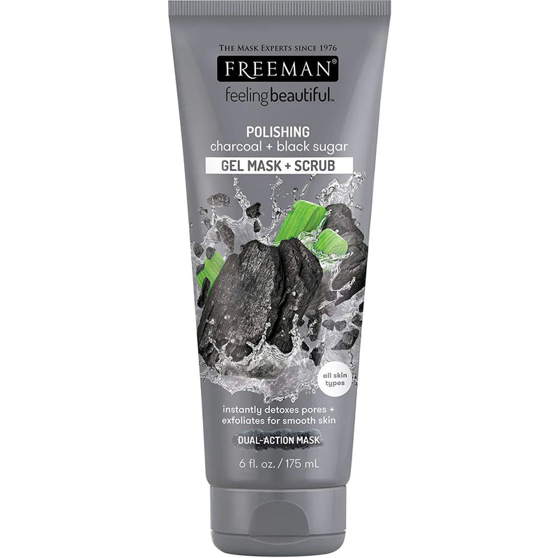 Freeman Feeling Beautiful Facial Polishing Mask Charcoal & Black Sugar 6 oz (Pack of 6)