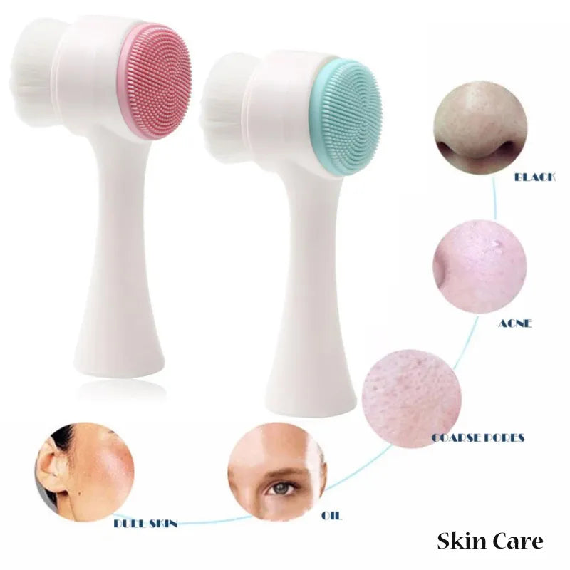 Double-Sided Silicone Facial Cleansing Brush