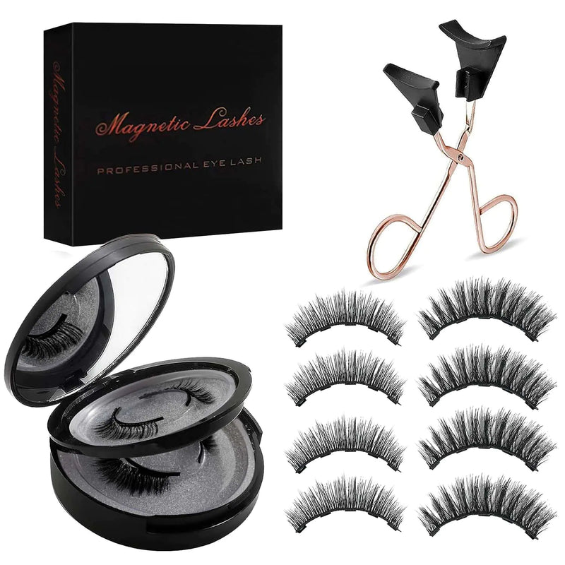 Magnetic Eyelashes Dual Magnetic False Eyelashes without Eyeliner Reusable Fake Eyelashes with Applicator No Glue Natural Look-1.8