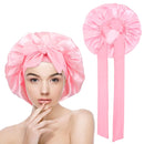 Yuanchu Satin Bonnet for Sleeping Women Soft Adjustable Elasticity Band Satin Cap for Sleeping Double Layer Satin Lined Hair Bonnet with Tie Band for Women Curly Hair(Pink)